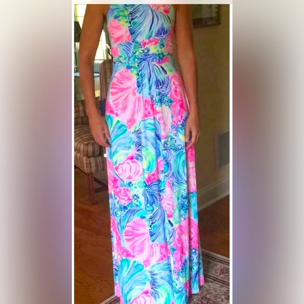 NWT LILLY PULITZER MARTINA HALTER MAXI MULTI BEACH PLEASE